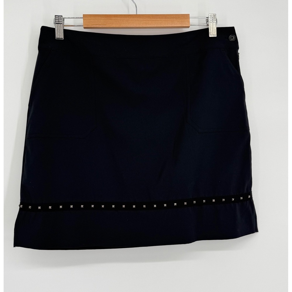 EP New York Womens Black Studded Hem Golf Skort Performance Skirt Sz 8